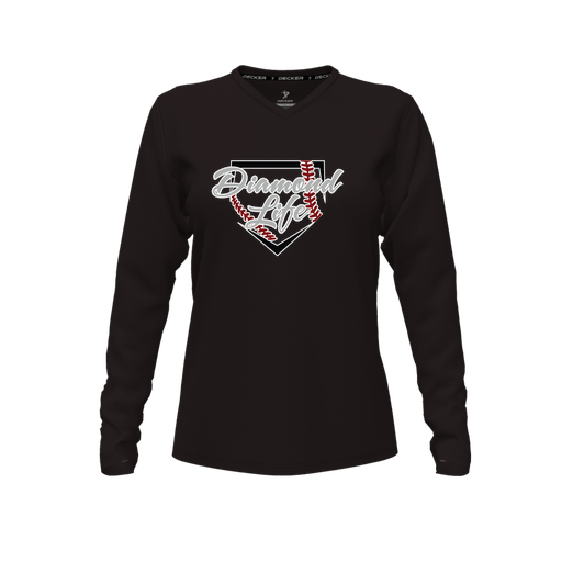 [FTLVPTBK-FYXS-LOGO1] Decker Performance T-Shirt (Female Youth XS, Black, V Neck, Logo 1, Long Sleeve)