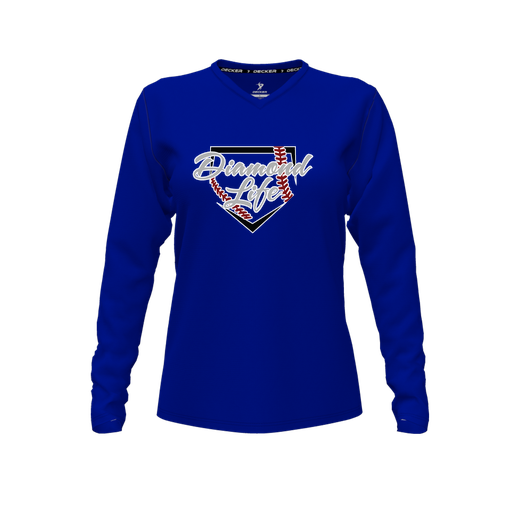 [FTLVPTRY-FYXS-LOGO1] Decker Performance T-Shirt (Female Youth XS, Royal, V Neck, Logo 1, Long Sleeve)